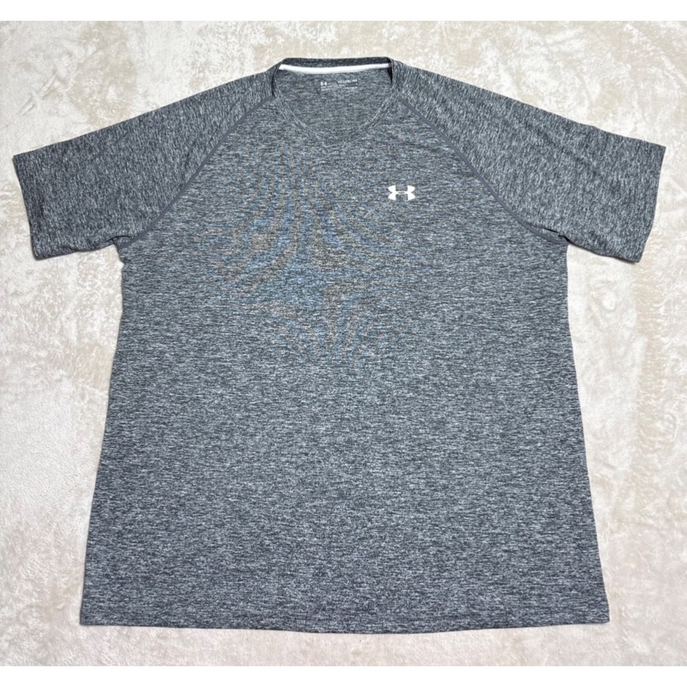 Under Armour Athletic HeatGear T Shirt Men's 2XL Gray Short Sleeve Logo Tee